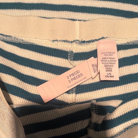 Victoria's Secret Teal and Cream Striped Pajama Set - Picture 4 of 7